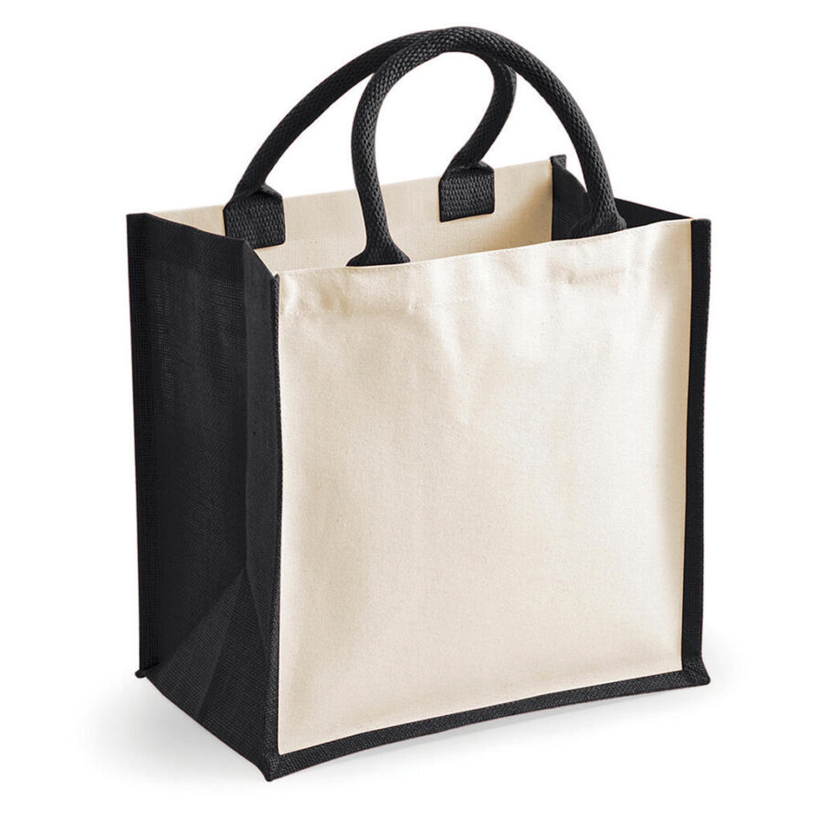 Printers` Midi Jute Bag - One Size, Black