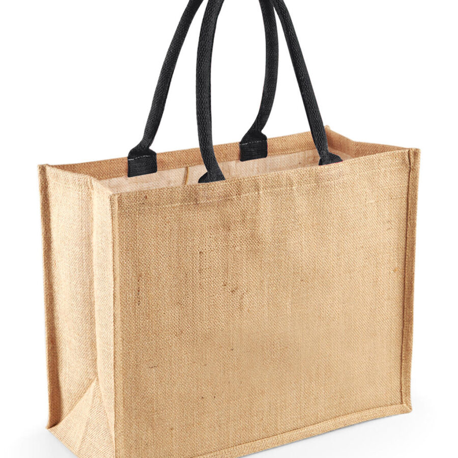 Classic Jute Shopper - One Size, Natural/Black