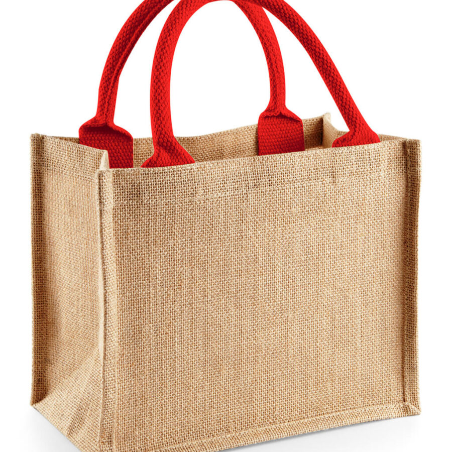 Jute Mini Gift Bag - One Size, Natural/Bright Red
