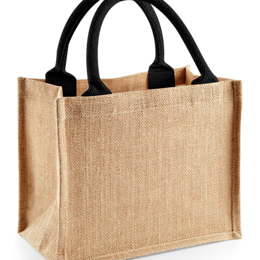 Jute Mini Gift Bag - One Size, Natural/Black