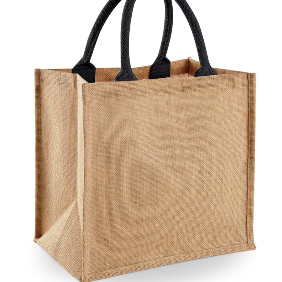 Jute Midi Tote - One Size, Natural/Black