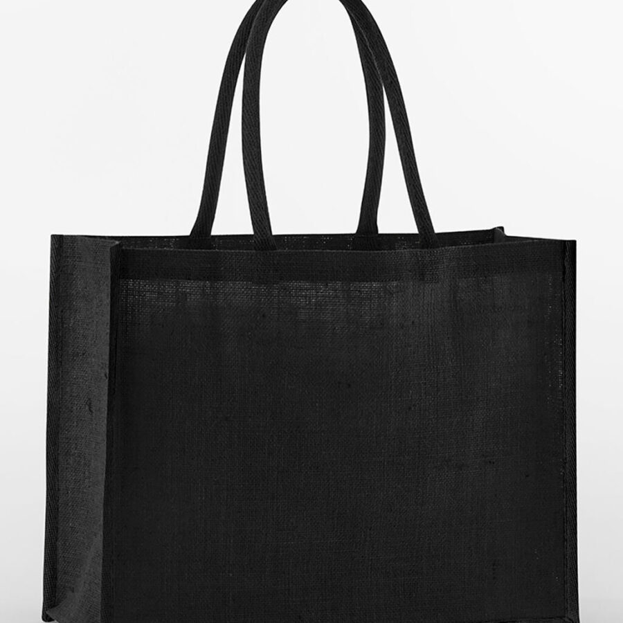 Natural Starched Jute Classic Shopper - One Size, Black/Black