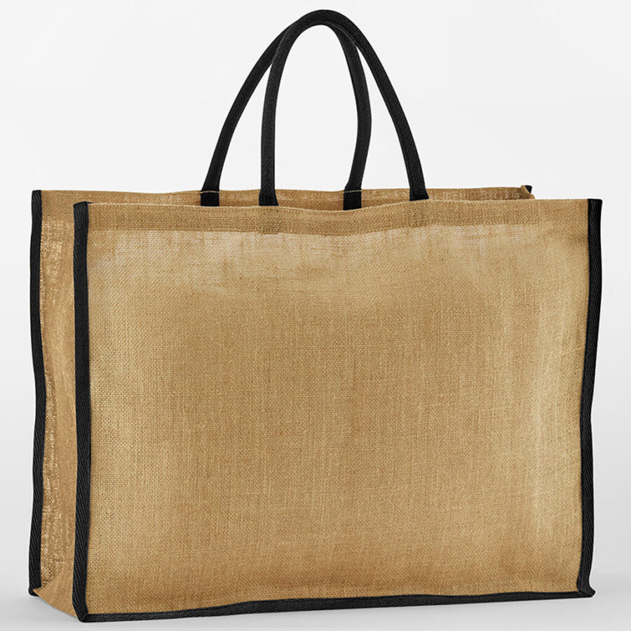 Natural Starched Jute Market Shopper - One Size, Natural/Black