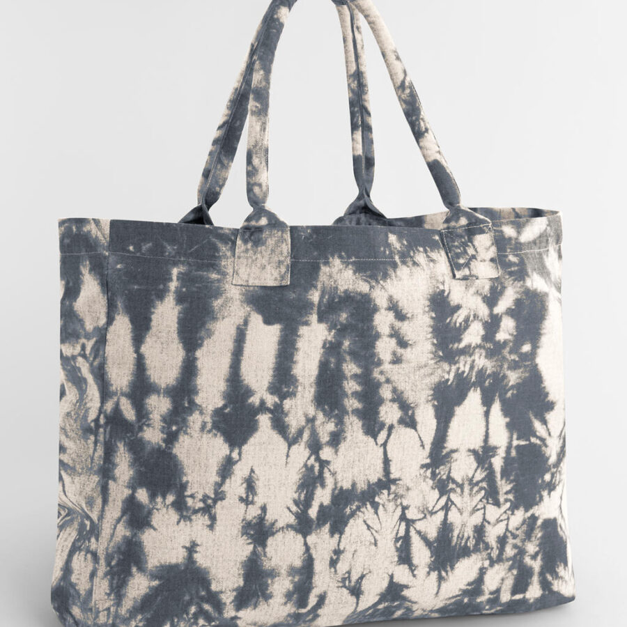 Tie Dye Canvas Tote Bag - One Size, Sand Black Tie Dye